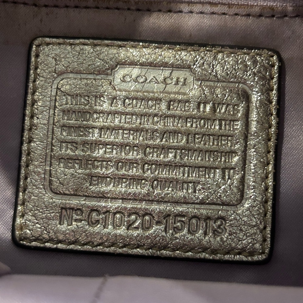 Coach Metallic Gold Hue and Tan Monogram Tote - Picture 10 of 15